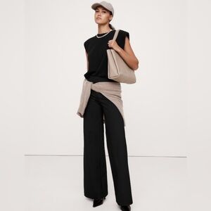 NWT Banana Republic Wide Leg Everywhere Ponte Black Pant Size XS Petite